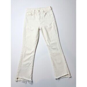 Mother The Insider Crop Step Fray Jeans Womens 26 Wash Cream High Rise Raw Hem
